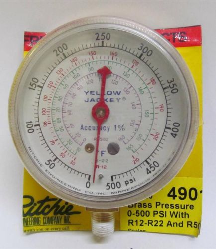 Yellow jacket replacement manifold gauge r22 r12 r502 500psi max accuracy 1% for sale