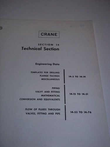 Vintage Crane Industrial Technical Engineering Data Handbook for Piping Engineer