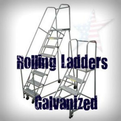 Rolling Ladder, 10 Step, Galvanized Ladder