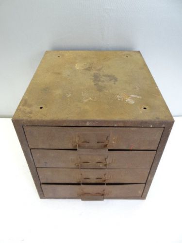 Vintage Used Metal Industrial Cabinet Four Drawer Compartment Container Box