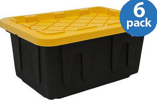 6pack 15 gal heavy duty large 26x18x12 industrial plastic storage container bin for sale