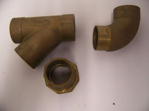 3 Assorted NIBCO 1 1/2&#034; Brass Fittings DWV bronze cast
