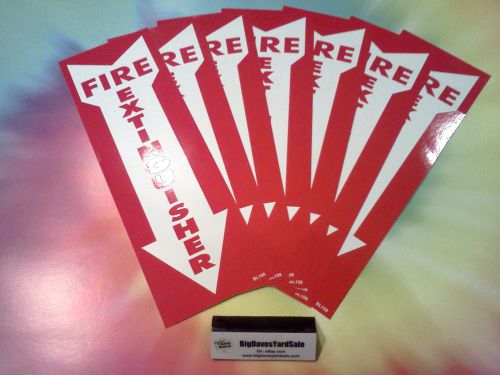(7 signs) fire extinguisher arrow 4&#034;x12&#034; signs, self adhesive vinyl for sale