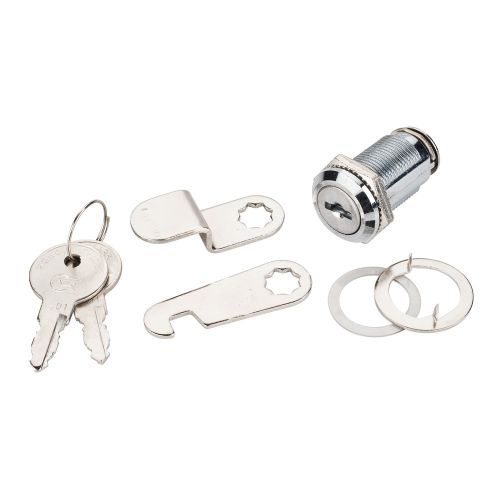 Box of 3- 1-1/8&#034; cam locks- keyed alike- chrome finish for sale