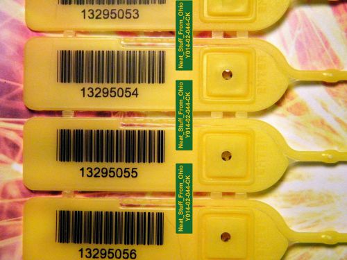 100 DELUXE, RAT-TAIL SECURITY SEALS WITH BARCODES, ALL THE RIGHT FEATURES YELLOW