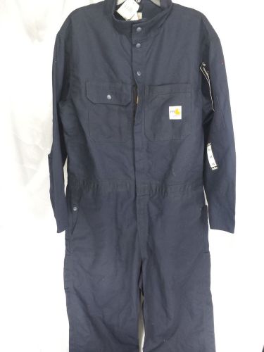 Carhartt Flame Resistant midweight canvas navy blue coveralls 44R