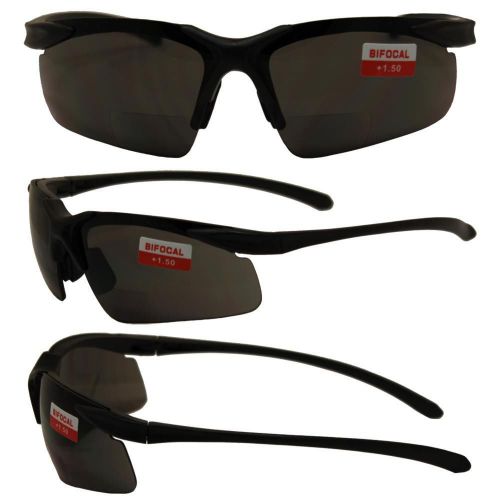 Apex bifocal safety glasses with 1.5x magnifying smoke lenses &amp; black frame new for sale