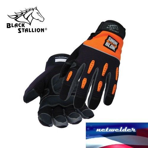 BLACK STALLION Tool Handz ShokBlok Anti-Vibration Snug-Fitting Gloves 98SB MEDIU