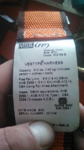 msa safety harness vest type 502769b
