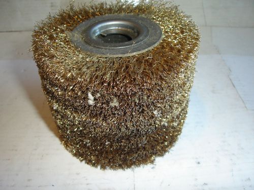 Very wide abrasive wire wheel brush 4&#034; o.d  x 3&#034;  x 3/4&#034; arbor grinder buffer for sale