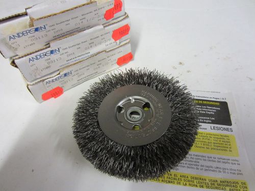 3 pcs anderson 4&#034; x 1/2&#034; x 3/8&#034; hole crimped .014 wire wheel brushes dm4 03113 for sale