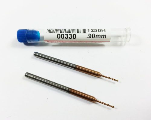 (qty 2) .90mm garr carbide 5xd helica 140-degree-pt 2 flute micro drill (j398) for sale