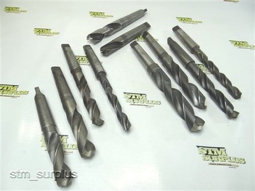 NICE LOT OF 9 HSS MORESE TAPERS SHANK TWIST DRILLS 21/32&#034; TO 1-1/8&#034; WITH 3MT