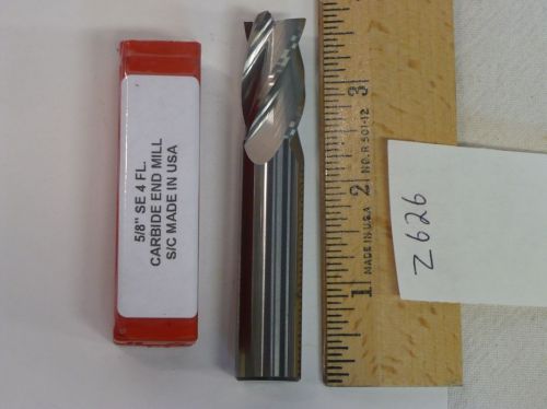 1 NEW 5/8&#034; SHANK CARBIDE ENDMILL. 5/8&#034; DIAMETER.  4 FLUTE. MADE IN USA  (Z626)