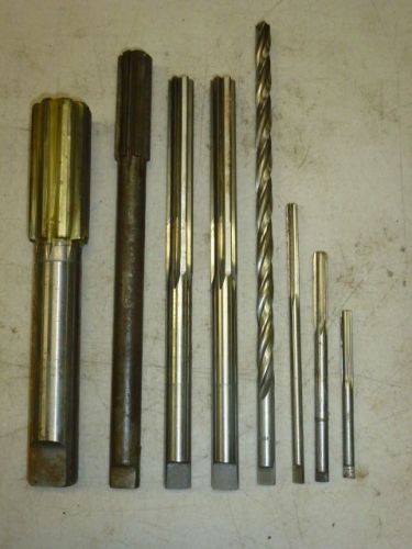 Lot of (8) various reamers, 1/4&#034; to 1.2525&#034;, straight shank tang for sale