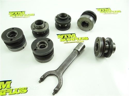 Lot of 6 standard taper grinding wheel hubs for 1-1/4&#034; bore + spanner wrench for sale