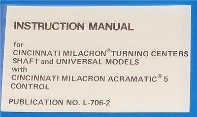 Cincinnati Milacron Turning Centers Instruction Manual