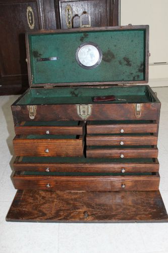 Star USA Rare vintage antique oak  machinist tool chest box