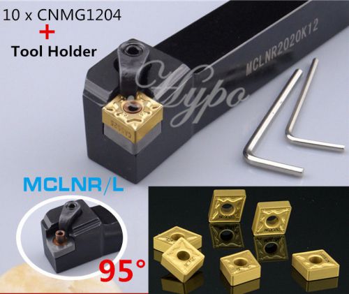 Mclnr2020k12  20 x 125l exretnal turning tool holder and 10pcs cnmg 120404 inset for sale