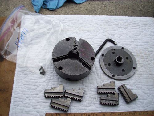 The cushman chuck co. @6&#034; 3 jaw chuck hartford conn. usa face plate &amp; 2 jaw sets for sale