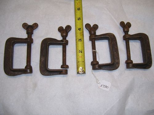 C Clamps, (4) Vintage C Clamps with Wing Ears, opens to 1-3/4&#034;