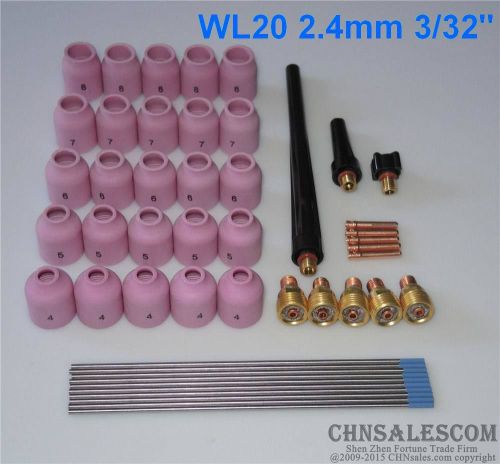 48pcs tig welding kit gas lens for tig welding torch wp-9 wp-20 wp-25 wl20 3/32&#034; for sale