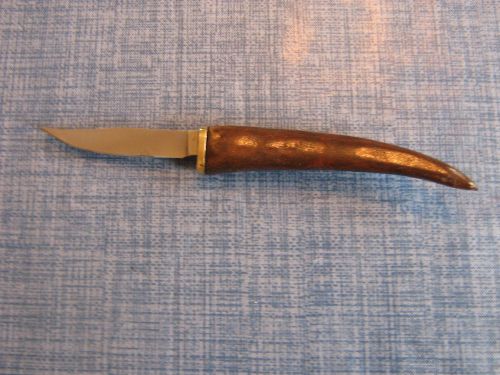 Custom made compact stainless knife with deer / elk antler handle for sale