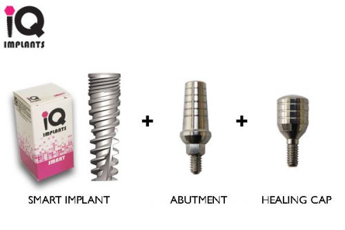 3 Smart IQ Dental limplants + Abutments + Healing Caps CE certificated Implant