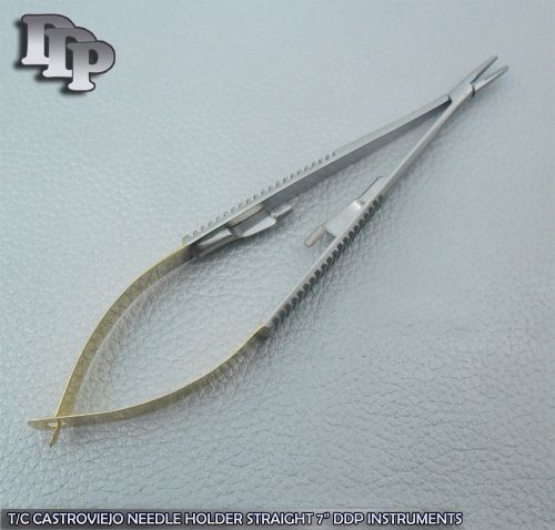 2 T/C Castroviejo Needle Holder 7&#034; (1 Curved 1 Straight ) Surgical Instruments