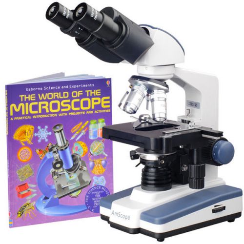 40X-1600X LED Lab Binocular Compound Microscope with 3D-Stage + Microscope Book