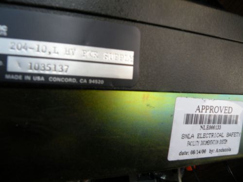 PACIFIC INSTRUMENTS MODEL 204 HIGH  VOLTAGE POWER SUPPLY AS-IS