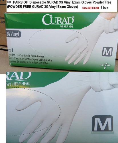 Disposable GURAD 3G Vinyl Exam Gloves Powder Free sz MEDIUM 100 PC Exam Gloves