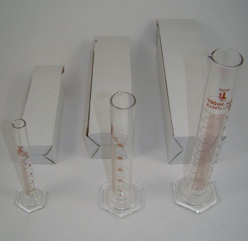 (1) Set of 3 Measuring Cylinder 10,50,100ml Glass by Karter #1