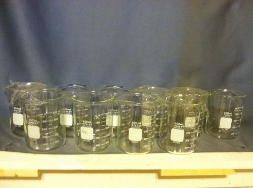 Lot Of 10 Pyrex 600ml Low Form Beakers