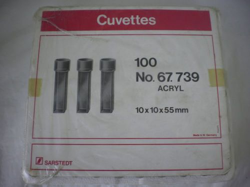 2 Packages of 100 Sarstedt Cuvettes No 67.739 10x10x55mm Acryl W.Germany