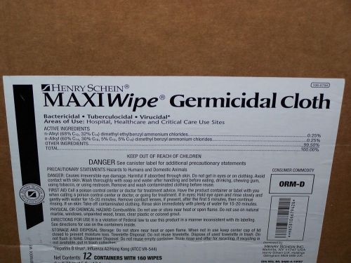 12X HENRY SCHEIN MAXIWIPE GERMICIDAL DISINFECTANT CLOTH WIPES 1920 LARGE WIPES