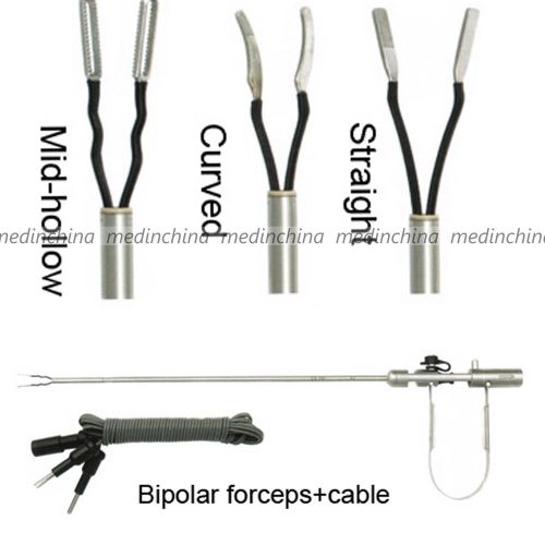 New bipolar forceps 5x330mm straight/curved insert + 3m cable /spring handle for sale