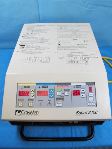 Conmed Sabre 2400 Electrosurgical Unit with Foot Switches - 90 Day Warranty