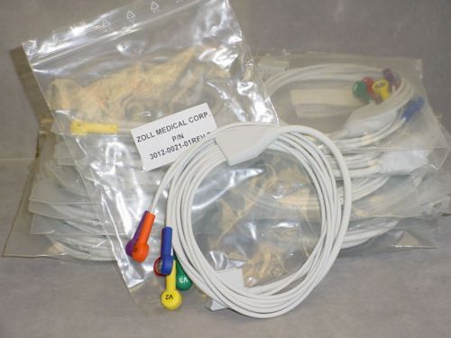 Zoll 3012-0021(8000-1008 ) v lead patient cable for 12-lead ecg defibrillators for sale