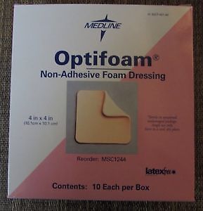 Medline Optifoam Non-Adhesive Dressing 4&#034;x4&#034; 10pcs