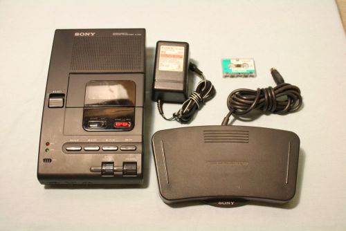 SONY M-2020 Microcassette Transcriber Dictator Recorder w/FS-80 Foot Pedal WORKS
