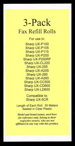 3-pack ux-5cr fax refills for sharp ux-p200 ux-cl220 ux-cc500 ux-cd600 ux-ld600 for sale