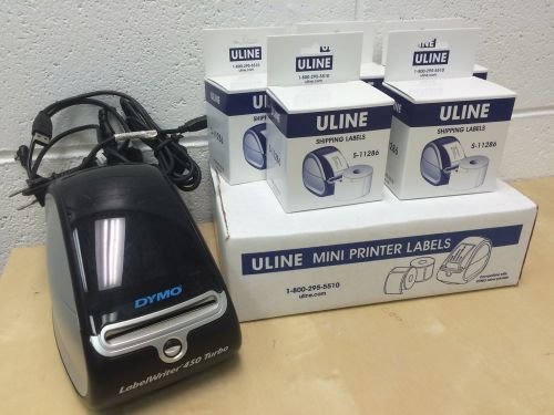 Dymo LabelWriter 450 Turbo Label Thermal Printer With 11 ULine Label Rolls