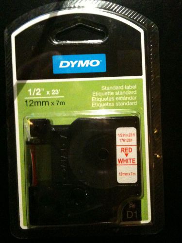 DYMO D1 STANDARD LABEL 1761281 RED ON WHITE 1/2&#034; X 23&#039; BRAND NEW FREE SHIP