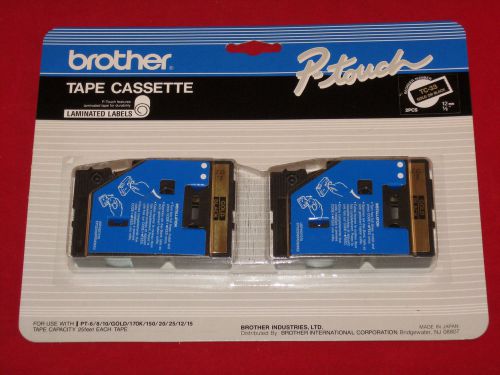 NEW Brother P Touch 2-Pack Black On Gold TC-33 Laminated Tape Labels TC33