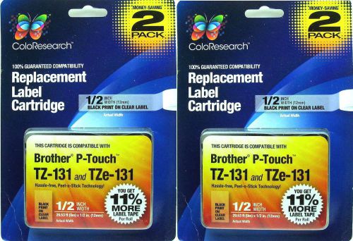 4X Coloresearch Brother P-Touch Replacement Label Cartridge 1/2&#034; TZ-131 TZe-131