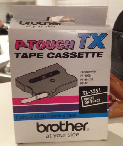 Brother P-Touch TX Tape Cassette TX-3351 White on Black