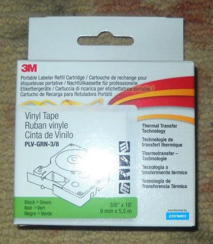 3M PLV-GRN-3/8 Black &gt; Green D1 Vinyl Label Tape For 3M &amp; Dymo LabelManager