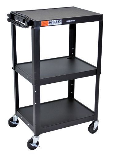 Wilson 3 Shelf A/V Metal Utility Cart with 3 Outlet Electrical Assembly 15&#039; Cord