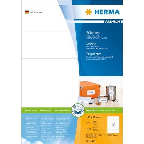 HERMA 4425 105x57mm Colour Laser Paper Rectangular Premium Multi Function Labels